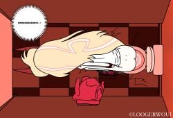 absurd_res ass bathroom charlie_morningstar demon female grunting hazbin_hotel hellaverse hi_res horn humanoid loogerwoui scat solo toilet toilet_use viewed_from_above