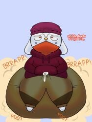 1male anthro bean_bag_pants boner boner_in_pants boner_under_clothes bulge bulge_through_clothing bulge_under_clothes clothes_inflation clothing_inflation dialog dialogue fart fart_cloud fart_fetish farting farting_in_pants furry inflation male nintendo nose_piercing onomatopoeia pants_inflation piercing piercings pokémon_(species) pokemon pokemon_(species) pokemon_sv precum precum_drip precum_through_clothing rabbit rabbit_ears raboot relaxing relief relieved tagme tanvkki text travis_(cringebird)