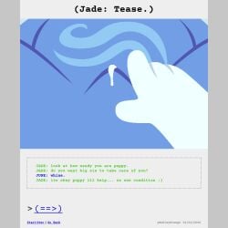 1:1 ashleyorange bodily_fluids bondage clothed clothed_female clothing comic comic_panel cum cum_drip dialogue dripping duo english_text female first_person_view genital_fluids gynomorph hi_res homestuck human incest_(lore) intersex intersex/female jade_harley june_egbert mammal ms_paint_adventures not_furry onesie pajamas petplay pov_hands puppyplay roleplay sibling_(lore) sister_(lore) sisters_(lore) text trans_(lore) trans_woman_(lore) white_body