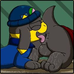 1:1 2025 2d_animation anal animated anthro anus artist_name ass balls beanie black_border bodily_fluids border bottomless bottomless_anthro bottomless_male closed_eyes clothed clothed_anthro clothed_male clothing dated digital_media_(artwork) duo ellipsis feet fur generation_2_pokemon generation_6_pokemon genitals grey_body grey_fur hat headgear headwear helioptile houndour male male_focus male_rimming_male nintendo open_mouth open_smile oral pixel_(artwork) pixel_animation pokemon pokemon_(species) raised_tail rimjob rimming saliva saliva_on_anus saliva_on_balls saliva_on_foot saliva_string sex smile tail text tilde_after_text tongue tongue_out yellow_body zandermanith