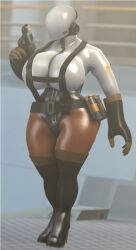 big_breasts fempyro gun haydee haydee_(game) latex_suit schwacker straps thick_thighs