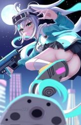 ahoge artist_request ass bubble_gum curvy epinel goddess_of_victory:_nikke highres jumping large_ass ponytail roller_skates thick_thighs voluptuous watermark wide_hips