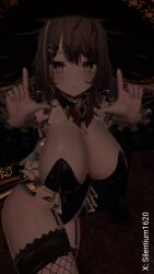 1girls blush breasts bunny_ears bunnysuit female fishnets frills garter_straps large_breasts leotard looking_at_viewer silentium1620 silya tagme vrchat vrchat_avatar witch witch_hat