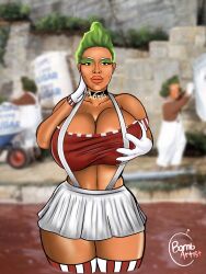 1girls artist_name big_breasts bombartist breasts brown_body brown_skin busty charlie_and_the_chocolate_factory cleavage curvaceous curvy curvy_figure dark-skinned_female dark_skin digital_drawing_(artwork) digital_media_(artwork) eyebrows eyelashes eyes green_eyes hair hips hourglass_figure human humanoid legs lips oompa_girl oompa_loompa original_character thick thick_legs thick_thighs thighs voluptuous wide_hips willy_wonka_and_the_chocolate_factory