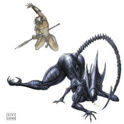 1boy 1girls alien alien_(franchise) alien_girl alien_humanoid alien_vs_predator ass big_ass big_breasts big_thighs black-skinned_female black_body black_skin breasts bust busty chest curvaceous curvy curvy_figure dark-skinned_female dark_skin digital_media_(artwork) female female_xenomorph femomorph hips hourglass_figure huge_ass huge_breasts huge_thighs humanoid kory_cromie large_ass large_breasts large_thighs legs male mature mature_female monster monster_girl nightmare_waifu predator_(franchise) queen_xenomorph slim_waist thick thick_hips thick_legs thick_thighs thighs voluptuous waist wide_hips wide_thighs xenomorph xenomorph_queen yautja
