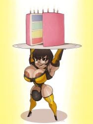 1futa areolae ball_bra birthday_cake breasts breasts_bigger_than_head brown_hair bursting_breasts cake chibi clothed clothing cock_sock flaccid futa_only futanari glasses heels huge_areolae huge_breasts huge_cock huge_penis human light-skinned_futanari light_skin muscular muscular_futanari nipples nosunato pale_skin partially_clothed penis solo standing thick_thighs