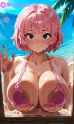 ai_generated big_breasts bonnie_(brawl_stars) brawl_stars melodielooovee pink_bikini pink_hair