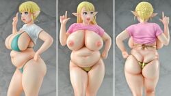 areolae belly bikini breasts breasts_out elf elf-san_wa_yaserarenai elfuda female figure nipples plump solo thick_thighs