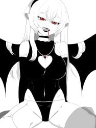 1girls big_breasts blood boob_window breasts cleavage_cutout disgaead female ferret_ears ferret_girl heart_cutout indie_virtual_youtuber laimu large_breasts leotard long_hair monochrome red_eyes spread_legs thick_thighs thighhighs thighs vampire virtual_youtuber vtuber