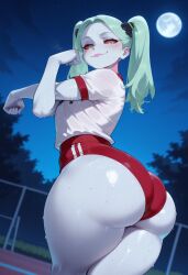 ai_generated ass_bigger_than_head ass_focus big_ass big_butt big_thighs cute cyberpunk:_edgerunners female female_only ginwolf rebecca_(edgerunners) sexy sexy_body sports_shorts sports_uniform thick thick_ass thick_butt thick_legs thick_thighs tight_clothing tight_fit