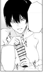 big_breasts big_cock big_dick big_penis breasts censored cleavage cock dick dominant_female female female_focus handjob imminent_sex kantai_collection naked naked_female nude nude_female older_female palming penis pov pov_male speech_bubble takaman_(gaffe) tease teasing teasing_penis tied_hair