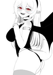 1girls ass big_ass big_breasts breasts disgaead fangs female ferret_ears ferret_girl indie_virtual_youtuber laimu large_breasts leotard monochrome red_eyes thick_thighs thighhighs thighs vampire virtual_youtuber vtuber wings