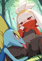 ai_generated anguirus12345 anthro bodily_fluids duo female forest forest_background generation_8_pokemon hi_res inteleon lagomorph long_ears male male/female mammal nature nature_background nintendo plant pokemon pokemon_(species) raboot size_difference tree young younger_female pussy pussy_juice oral_sex oral fellatio vaginal cunnilingus
