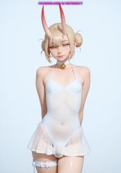 1boy ai_generated bulge demon dress femboy meybekity oni otoko_no_ko panties solo trap yaoi