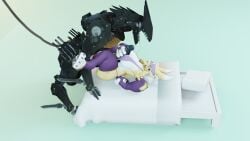 3_toes 3d 3d_(artwork) 3d_render big_balls big_penis biomechanical black_body blade_wolf blue_glans canid canine canis clawed_feet cybernetics digimon digimon_(species) facemask female glistening glistening_body hyper hyper_penis knife konami long_tail male/female metal_gear metal_gear_rising metal_gear_rising:_revengeance metal_gear_solid on_bed platinum_games quadruped renamon robot sharp_claws sharp_teeth tail teeth two_tone_penis veins veins_on_cock veiny veiny_penis weapon weapons wolf