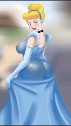 1girls ass ass_in_dress big_ass big_breasts breasts cinderella_(1950_film) cinderella_(disney) disney disney_princess dress female female_only giant_ass huge_ass lipstick looking_at_viewer nipples princess_dress see-through see-through_clothing solo unknown_artist