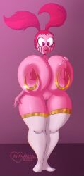 avianaress big_ass big_breasts bimbo bimbofication cartoon_network gem_(species) large_ass large_breasts nipple_piercing nipple_rings pink_eyes pink_hair pink_nipples pink_skin spinel_(steven_universe) steven_universe steven_universe:_the_movie thick_thighs wide_hips