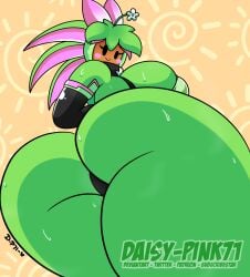 1girls ass ass_focus blaster_master blush blushing boobs breasts butt butt_focus daisy-pink71 female female_focus female_only green_body huge_ass huge_breasts huge_butt kanna_(blaster_master) looking_at_viewer looking_back pinup plant_girl plantie solo solo_female sweaty_ass sweaty_butt