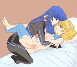 1boy 1girls after_kiss artemis_(megami_tensei) atlus big_penis blonde_hair blonde_hair_female blue_hair blue_hair_male breasts cum cum_in_pussy cum_in_uterus cum_inside cumming_in_pussy ejaculation erection female female_penetrated femboy femboy_on_female femboydom femsub flawsy green_eyes leg_lock light-skinned_female light-skinned_femboy light-skinned_male light_skin long_hair long_hair_male male male_penetrating male_penetrating_female maledom megami_tensei nahobino_(smt) nipples open_mouth penetration penis protagonist_(shin_megami_tensei_v) sex shin_megami_tensei_v straight vagina vaginal x-ray