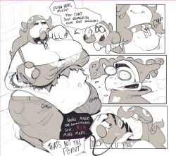 angry chain_chomp chubby female goomba kamek larger_female licking male mario_(series) peculiart poochi_(peculiart) vore wand