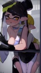 +_+ 1boy 1boy1girl 1girls 2022 after_vaginal agent_4_(splatoon) bangs bare_shoulders big_breasts big_eyes black_hair blonde_hair blush blushing bow bowtie breasts callie_(alterna) callie_(splatoon) choker cleavage collar cum cum_drip cum_in_pussy cum_inside cumdrip earrings embarrassed eye_contact eyelashes female gloves hair_ornament hizake inkling kashu_(hizake) large_breasts light-skinned_male light_skin long_hair looking_at_viewer male_agent_4_(splatoon) mole mole_under_eye nintendo off_shoulder open_mouth pants_down pantyhose pantyhose_pull pointy_ears pseudo_hair sex sex_from_behind shiny_hair shiny_skin simple_background size_difference smaller_male splatoon splatoon_2 splatoon_3 splatoon_3:_return_of_the_mammalians steaming_body sweat sweatdrop sweating tentacle_hair tongue two_tone_hair vaginal_sex very_long_hair white_hair white_pantyhose wide_eyed yellow_eyes yellow_hair