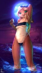 2022 5_fingers absurd_res anthro breasts david_delanty digital_media_(artwork) female fingers fur hair hi_res lagomorph leporid looking_at_viewer mammal moon neko-me night outside rabbit sky smile solo