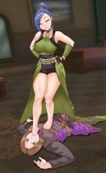 clothing commission copykat copykatcomics dragon_quest dragon_quest_xi femdom foot_fetish foot_gagging jade_(dq11) large_breasts shorts