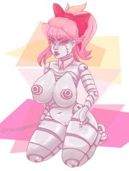 1girls areolae breasts completely_naked completely_nude completely_nude_female female female_focus female_only female_solo full_body hairbow ladybot naked naked_female nipples nude nude_female pink_eyes pink_hair ponytail pussy robot robot_girl robot_humanoid solo solo_female super_planet_dolan tagme thick_thighs thighs toonycephalopod vagina