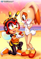 1boy 1girls bbmbbf beach charmy_bee cream_the_rabbit cub diamond_level flat_chest furry mobius_unleashed nipples palcomix panties pietros_secret_club proposal sega sonic_(series) young