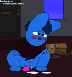 2022 2d anal anal_sex animated anthro anthro_penetrated balls bedlovers blue_body blue_fur blush bodily_fluids bottomless bouncing_penis clenched_teeth clothed clothing crouching cum cum_on_ground cum_while_penetrated cumshot digital_media_(artwork) dildo dildo_in_ass dildo_insertion dildo_sitting ejaculation fur gay genital_fluids genitals hands-free hands_on_knees humanoid_genitalia humanoid_penis lagomorph leporid male mammal masturbation orgasm partially_clothed penetration penis png pubes rabbit riding_toy sex_toy sex_toy_in_ass sex_toy_insertion short_playtime solo sweater teeth topwear toying_self