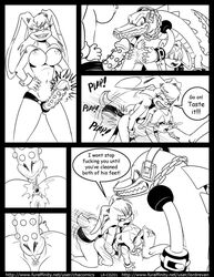 1boy 2girls anal anal_insertion anthro bisexual chacomics cream_the_rabbit crocodile dildo female foot_lick fur furry gaping gaping_anus incest interspecies lordrevan male monochrome mother_and_daughter rabbit sega sex_toy sonic_(series) strap-on toony vagina vanilla_the_rabbit vector_the_crocodile