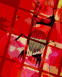 artist_request bra cunnilingus death_note female human light_yagami lingerie male misa_amane oral oral_sex pussy_eating red_lighting straight tagme