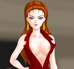 1girls bishoujo_senshi_sailor_moon breasts death_busters female kaolinite large_breasts long_hair nipples pale-skinned_female pale_skin pointy_chin red_hair solo tagme villainess