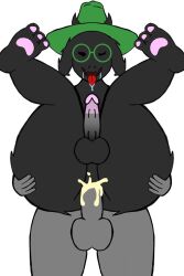 anal anal_penetration anal_sex anthro ass ass_grab big_ass big_butt cum cum_in_ass cum_inside deltarune femboy furry lunaticodesconocido_(artist) ralsei ralsei_(deltarune) ralsei_with_black_fur saliva simple_background yaoi