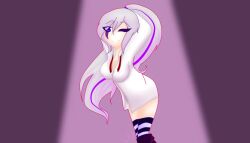 artist_request fhs fhsz3r0 fnafhs fnafhs_z3ro fnafhsrule34 long_hair mai_(fnafhs) no_panties no_pants ponytail purple_eyes purple_hair school_uniform two_tone_hair white_hair