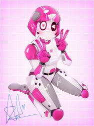 1girls 2_fingers android cum cum_on_body cum_on_breasts cum_on_face fanart kimchi kimchi_pdm kimchi_pelangi_di_mars pdm pelangi_di_mars pink_body red_eyes robot robot_girl sexy_pose