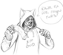 black_and_white clothing dildo fake_nose hi_res holding_dildo holding_object holding_sex_toy hoodie human male mammal meme monochrome sabrotiger sex_toy sketch solo steve_buscemi topwear