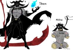 2026 2_horns 4_missing_limbs anthro before_and_after bodily_fluids bovid broken_horn caprine caprine_demon chastity_cage chastity_device collar demon digital_drawing_(artwork) digital_media_(artwork) dildo dildo_sitting dom_turn_sub dominant duo facial_piercing flat_chastity_cage fur genital_fluids goat_demon grey_body grey_fur harness hi_res horn leaking_precum leash leashed_collar long_finger magic_user male mammal melee_weapon meowsrii muscular muscular_sub nipple_chain nipple_piercing nipple_ring nipples nose_piercing nose_ring occult_symbol penetration pentagram pentagram_tattoo piercing polearm precum ring_piercing satanic scar scythe sex_slave sex_toy simple_background slave solo_focus submissive submissive_anthro submissive_male symbol tattoo tongue tongue_out weapon white_background