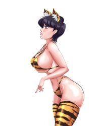 1girls assymptoad black_hair breasts edit komi-san_wa_komyushou_desu komi_shuuko milf ring short_hair side_view solo solo_female tagme tiger_ears tiger_print transparent_background