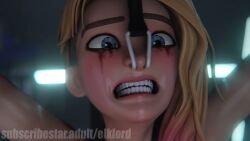 3d ahe_gao belly_button bondage elklordart gwen_stacy_(spider-verse) interrogation machine_bondage marvel nose_hook spider-gwen tagme tickle_torture tickling tongue_out video