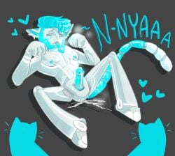 1010 1boy cat cat_ears cat_tail catboy collar cum cum_in_ass cum_in_hair cum_in_mouth cum_on_body cum_on_chest cum_on_face cum_on_stomach heart heart-shaped_pupils male male_only mouth_open naked nipples no_straight_roads non-human paw_pose paws penis petplay purlhew_(no_straight_roads) robot robot_boy smile solo steam