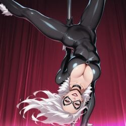 1girls ai_generated black_bodysuit black_cat_(marvel) black_catsuit black_latex black_latex_catsuit bodysuit catsuit choker cleavage exotic_dancer felicia_hardy female female_only latex latex_catsuit looking_at_viewer marvel marvel_comics nightclub pole pole_dancer pole_dancing spider-man_(series) strip_club stripper stripper_pole stripping striptease tagme white_hair