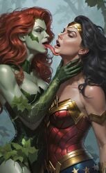 2girls ai_generated amazon arm_at_side armlet bangs bare_arms bare_shoulders batman_(series) black_hair blue_leotard bracer breasts chin_lick cleavage closed_eyes collarbone couple day dc dc_comics detached_collar diana_prince duo elbow_gloves female/female female_moaning female_only femdom femsub fog foggy foggy_background forest gloves gold_armlet gold_bracer gold_jewelry green_detached_collar green_gloves green_leotard green_skin half-closed_eyes hand_up head_back heroine imminent_kiss jewelry justice_league justice_league_unlimited leaf leaf_clothing leaves leotard lezdom lezsub licking licking_chin lips lipstick long_hair long_tongue looking_at_another love makeup medium_breasts moaning moaning_in_pleasure multicolored_clothing multicolored_leotard multiple_females multiple_girls mutual_yuri nature naughty_face neck neck_grab open_mouth outdoors pamela_isley parted_hair pink_lipstick plant_girl poison_ivy purple_lipstick red_hair red_leotard red_lipstick romantic romantic_couple round_teeth smile standing star star_(symbol) star_print straight_hair strapless strapless_leotard superhero_costume superheroine supervillainess teeth themysciran tiara tongue tongue_out tree two-tone_leotard upper_teeth upper_teeth_only villainess wavy_hair wonder_woman wonder_woman_(series) yuri