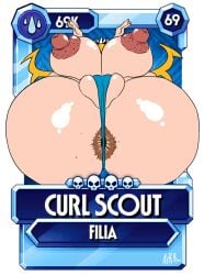 1girls albyby12 alternate_color anus filia_(skullgirls) glands_of_montgomery huge_ass huge_breasts hyper hyper_ass hyper_breasts legs_up self_upload skullgirls thong thong_over_anus varix_(edit)