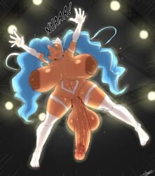 1futa animal_ears areolae balls blue_hair breasts breasts_apart capcom cat_ears cat_tail club_shaped_penis darkstalkers elbow_gloves erection falling felicia_(darkstalkers) futa_only futanari gloves huge_ass huge_balls huge_cock humanoid humanoid_penis large_breasts large_penis light-skinned_futanari light_skin long_hair low-angle_view midair nipples nude penis solo starykrow white_fur