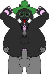 ahe_gao anal anal_penetration anal_sex anthro ass_grab big_ass big_butt dark_skin deltarune femboy lunaticodesconocido_(artist) pawpads paws ralsei ralsei_(deltarune) ralsei_with_black_fur saliva saliva_on_tongue yaoi