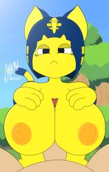 1girls absurd_res animal_crossing ankha ankha_(animal_crossing) anthro big_breasts blue_hair breast_play breasts cat da1k1ra duo egyptian erection felid feline female furry genitals hair hi_res male male/female mammal nintendo nipples nude paizuri penis sex titjob uninpressed video_games yellow_body