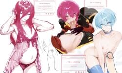 ass belly big_penis blowjob blue_hair blue_lock blueygreenyx femboy feminine_male hiori_yo hyoma_chigiri isagi_yoichi kneeling kurona_ranze lactation lingerie long_hair male_nipples oral pants_down pink_hair pregnant pregnant_male request sex shirt_up strawpage_request twink