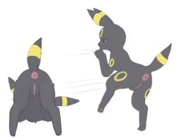 anus ass_up bed black_body black_fur digital_drawing_(artwork) digital_media_(artwork) eeveelution facial_markings female feral forehead_markings fur fur_markings furniture generation_2_pokemon genital_focus genitals half-closed_eyes head_markings inner_labia markings multiple_poses narrowed_eyes nintendo on_hind_legs on_one_leg pokemon pokemon_(species) pokopokarea pose quadruped rear_view red_sclera simple_background solo standing three-quarter_view umbreon vulva white_background