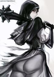 ass ass_focus big_ass bubble_butt butt clothed dat_ass elden_ring elden_ring_nightreign fat_ass large_ass looking_at_viewer looking_back pale-skinned_female pale_skin ragecndy solo solo_female undertaker_(nightreign) yellow_eyes